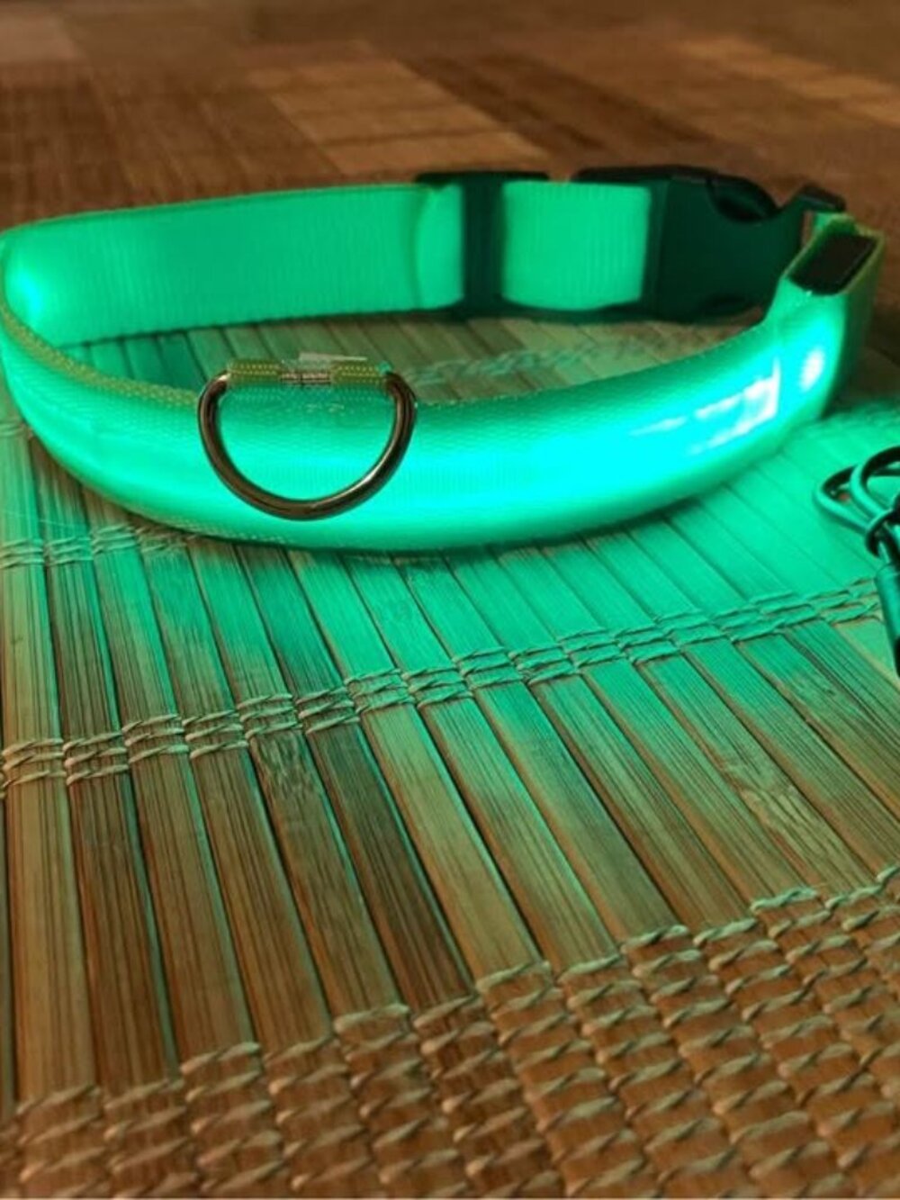 New- USB Rechargeable LED 3 Modes Flashing Light Dog Collar, Size S, Green Color